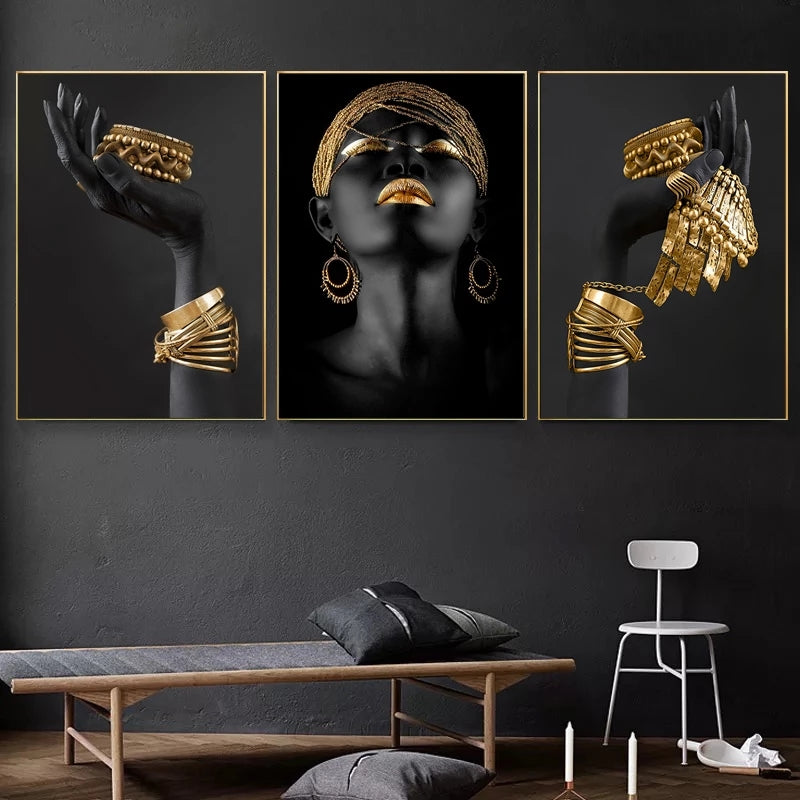 3pcs Frameless African Woman Wall Painting Art Posters and Prints Big Black Woman Holding Gold Jewelry Canvas Picture for Living Room Decor No Frame https://www.temu.com/search_result.html?search_key=601099513293373