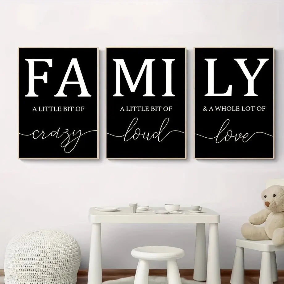 Luxury Minimalist 3pcs/set Frameless Canvas Wall Art - Decorative Paintings for Living Room - Family Writing No Frame June Wall Art
