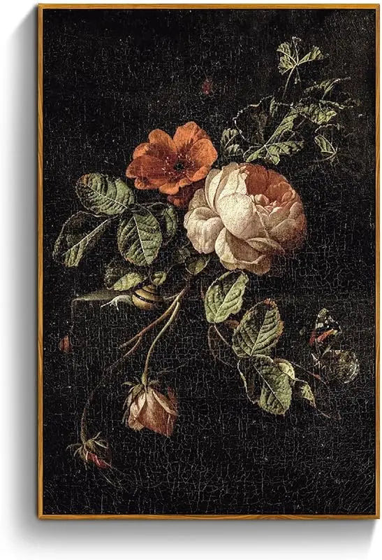 crmotu Floral Framed Wall Art, Flower Vintage Botanical Prints, Moody Rose Butterfly Canvas Pictures, Dark Academia Mid Century Modern Home Wall Decor for Bedroom Kitchen Office Desktop 8x10in https://www.amazon.com/dp/B0D5BBPJYZ