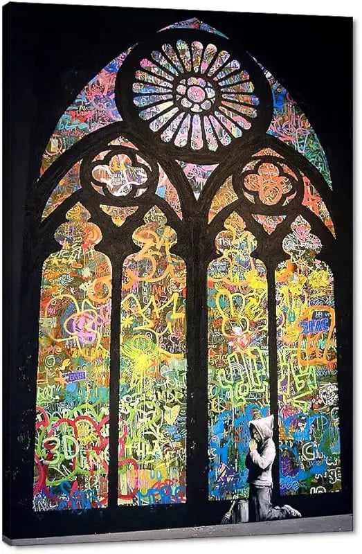 Yatsen Bridge Classic Street Art Banksy Graffiti Wall Art Behind The Curtain Posters Canvas Paintings Colorful Graffiti Pictures Prints Framed for Living Room Home Decor(36''W x 24''H) https://www.amazon.com/dp/B07ZVHB9FP