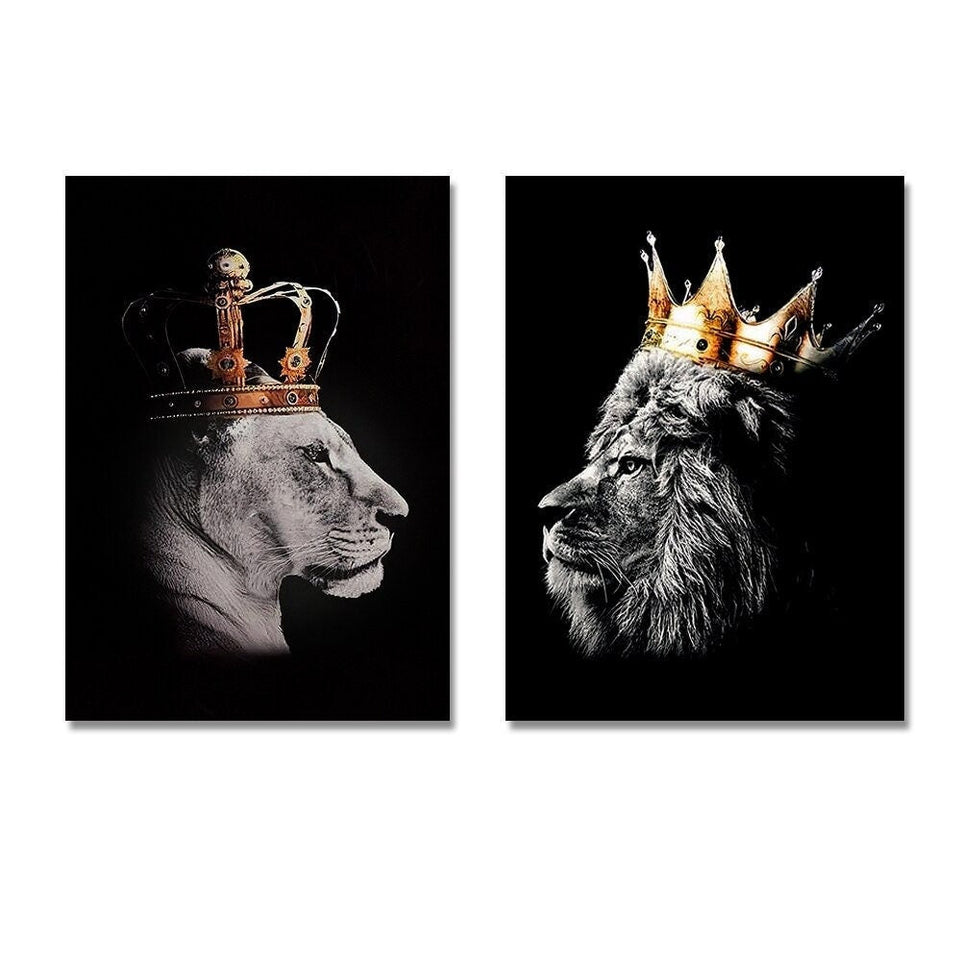 2pcs Lion Couple Wall Decals, Black Lion & Lioness With Crowns Canvas Painting Posters Wall Art Decor, For Home Bedroom Living Room Decor https://www.temu.com/search_result.html?search_key=601099514157738