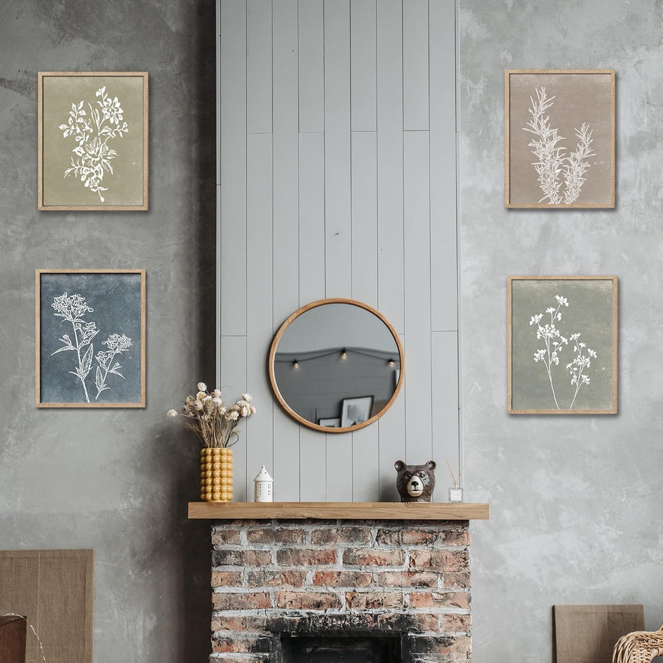 Framed Boho Wall Art Set of 4 for Wooded Minimalist Botanical Print Wall Art for Rustic Vintage Farmhouse Home Kitchen Wall Decor (Brown, 11x14) https://www.amazon.com/dp/B0BS9RNJDX