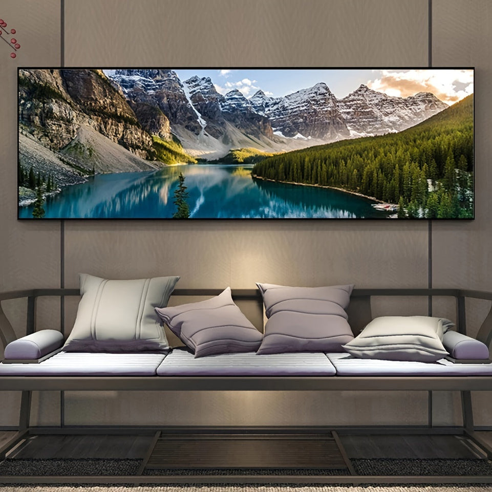 1pc Canvas Painting, Lake Forest Mountain Scenery Painting, Wall Art Decor, For Living Room, Bedroom, No Frame, 19.68*59.05inch https://www.temu.com/search_result.html?search_key=601099513947539