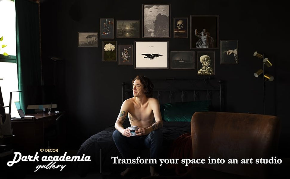 97 Decor Dark Academia Decor for Bedroom - Gothic Home Decor Aesthetic, Moody Dark Academia Wall Art, Vintage Halloween Posters for Room Aesthetic, Goth Wall Decor, Witchy Gallery Wall Art (Unframed) https://www.amazon.com/dp/B0BV1TJLMB