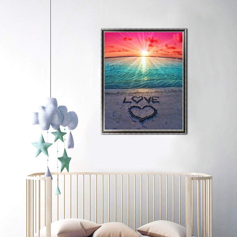 KTCLCATF Diamond Painting Beach by Number Kits,Sunset Love Diamond Art Kit Paint for Adults Beginner Full Drill Diamond Paintings Crystal Rhinestone Picture Arts Craft for Home Wall Decor Gift 16X12in https://www.amazon.com/dp/B07C2GDC1Q