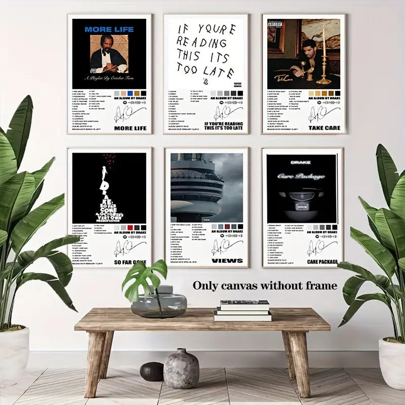 6pcs/set, Aesthetic Poster Wall Decoration Painting, Album Cover Wall Collage Set, Music Theme Aesthetic Poster, Album Cover Inspired Wall Collage Kit - Room Aesthetic Poster, Room Personalized Decorative Wall Stickers, Music June Wall Art