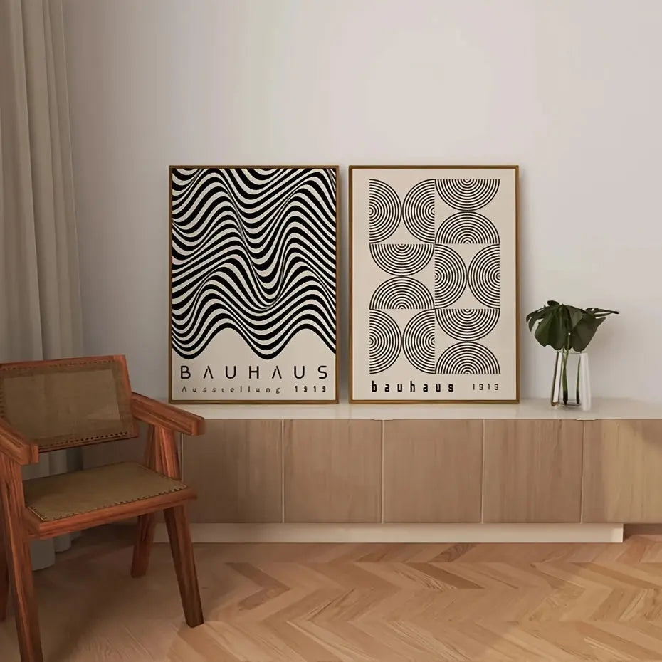 2pcs Vintage Bauhaus Canvas Paintings for Home Decor - Medieval Modern Wall Art for Bathroom, Bedroom, Office, Living Room - No Frame - 11.8x15.7 inches June Wall Art