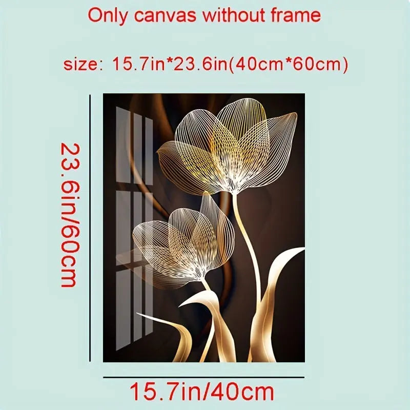3pcs Unframed Poster, Black And Golden Flower Wall Art Canvas Painting For Living Room Decor - Modern Abstract Design, 15.7x23.6in/40x60cm June Wall Art