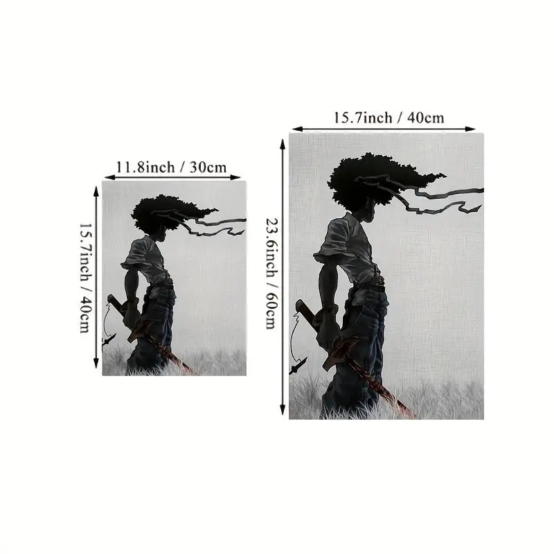 1pc African Samurai Anime Poster, Room Aesthetics Poster, Decoration Painting, Canvas Wall Art, Living Room Poster, Bedroom Painting, Home Decor, Frameless June Wall Art