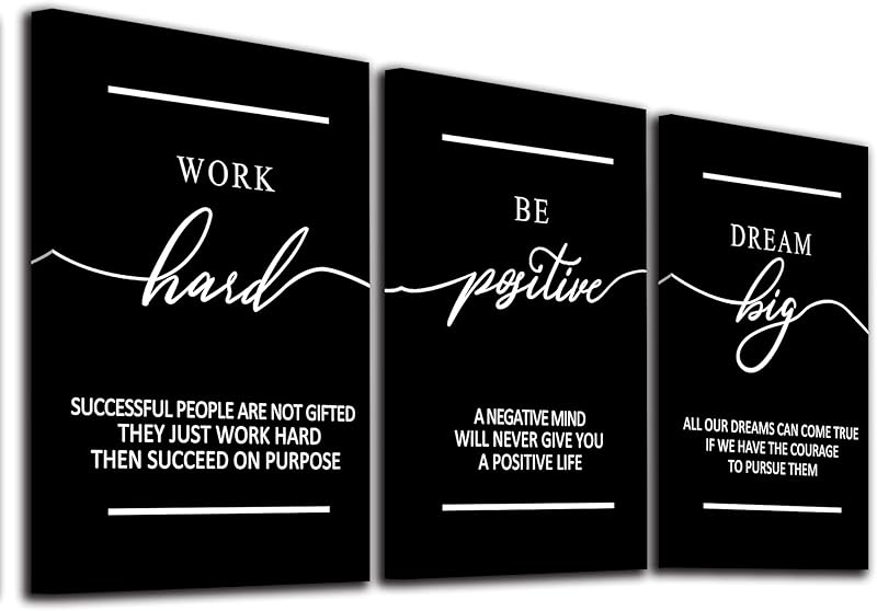 Framed Canvas Wall Art Success Quote For Office, Black Large Positive Motivational Poster, Set of 3, Execute Failure Definition, Inspirational Print (A-3pcs,12x16inchx3pcs) https://www.amazon.com/dp/B08CVF24C6