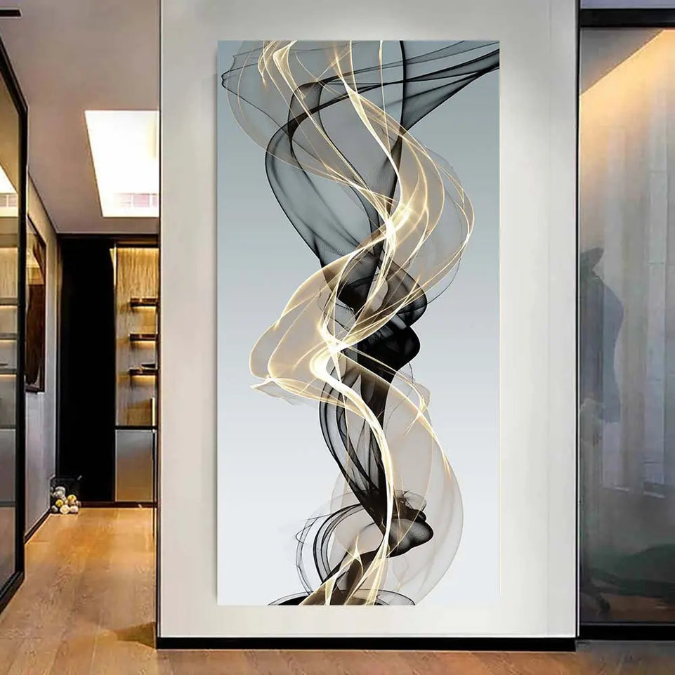 1pc Nordic Abstract Ribbon Canvas Painting - Modern Wall Art for Living Room and Bedroom Decor - Eye-Catching Design with No Frame June Wall Art