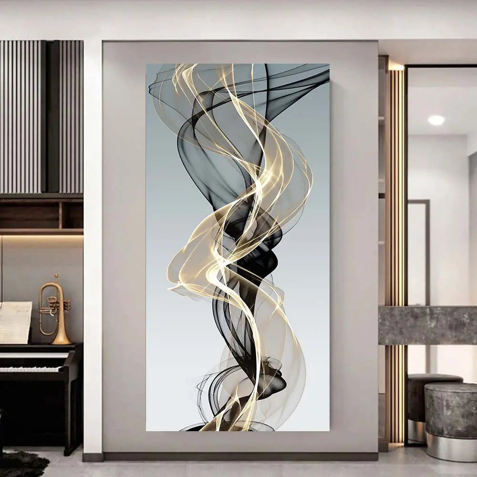 1pc Nordic Abstract Ribbon Canvas Painting - Modern Wall Art for Living Room and Bedroom Decor - Eye-Catching Design with No Frame June Wall Art