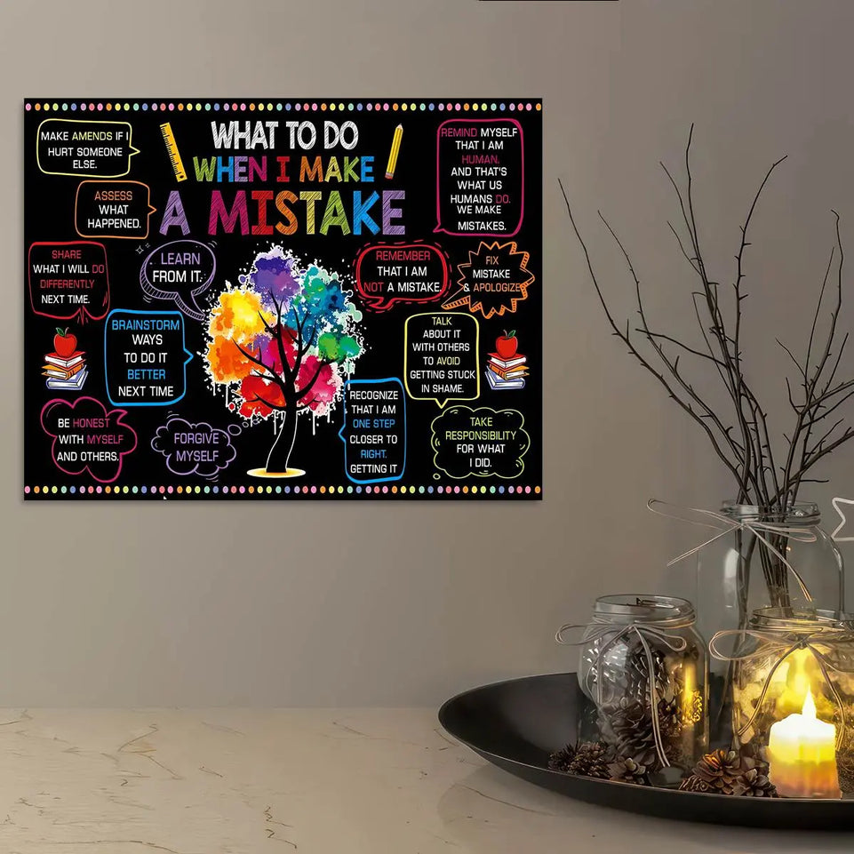1pc What To Do When I Make A Mistake, Make Amends If I Hurt Someone Else Canvas, Unframed Poster, Back To School Gift Art Prints Wall Art Pictures, Home Decor, No Frame June Wall Art