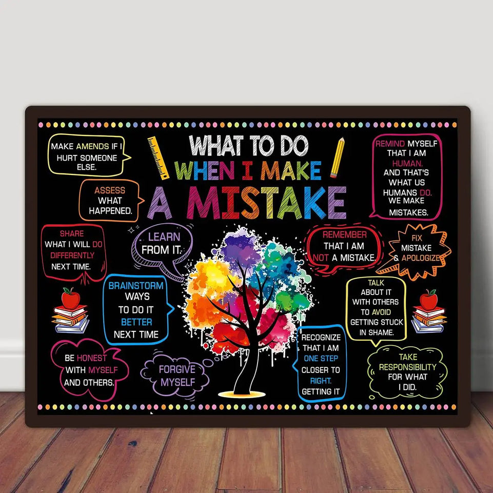 1pc What To Do When I Make A Mistake, Make Amends If I Hurt Someone Else Canvas, Unframed Poster, Back To School Gift Art Prints Wall Art Pictures, Home Decor, No Frame June Wall Art