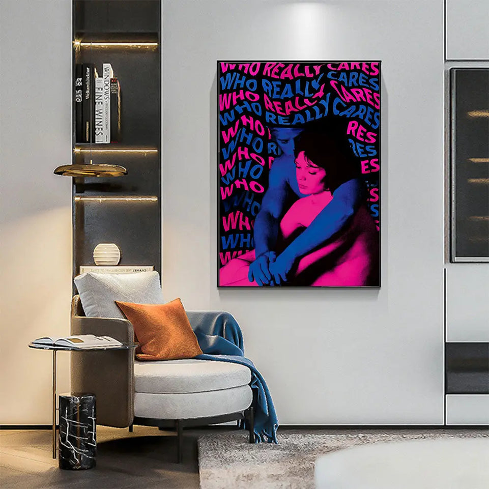 Canvas Music Album Print Poster - 1pc Who Really Cares Wall Art - Artwork Wall Painting For Bathroom Bedroom Office Living Room Wall Decor, Aesthetic Home Decoration, No Frame June Wall Art