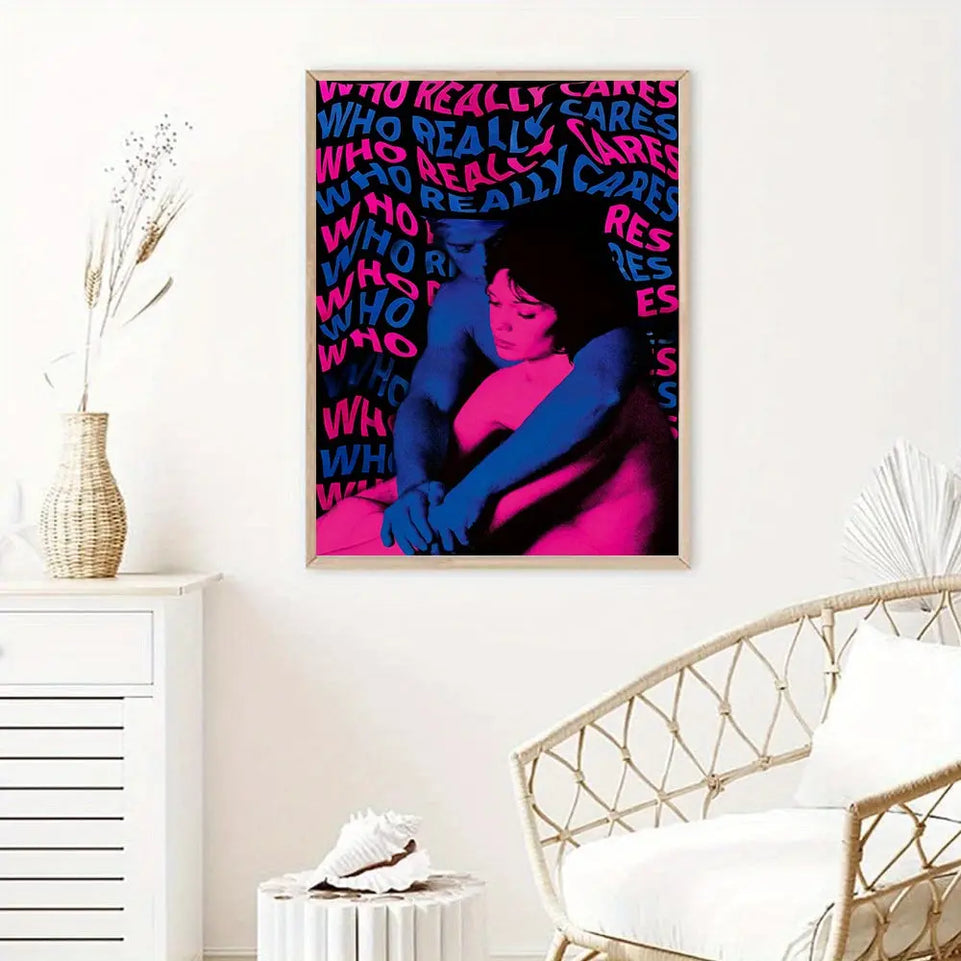 Canvas Music Album Print Poster - 1pc Who Really Cares Wall Art - Artwork Wall Painting For Bathroom Bedroom Office Living Room Wall Decor, Aesthetic Home Decoration, No Frame June Wall Art