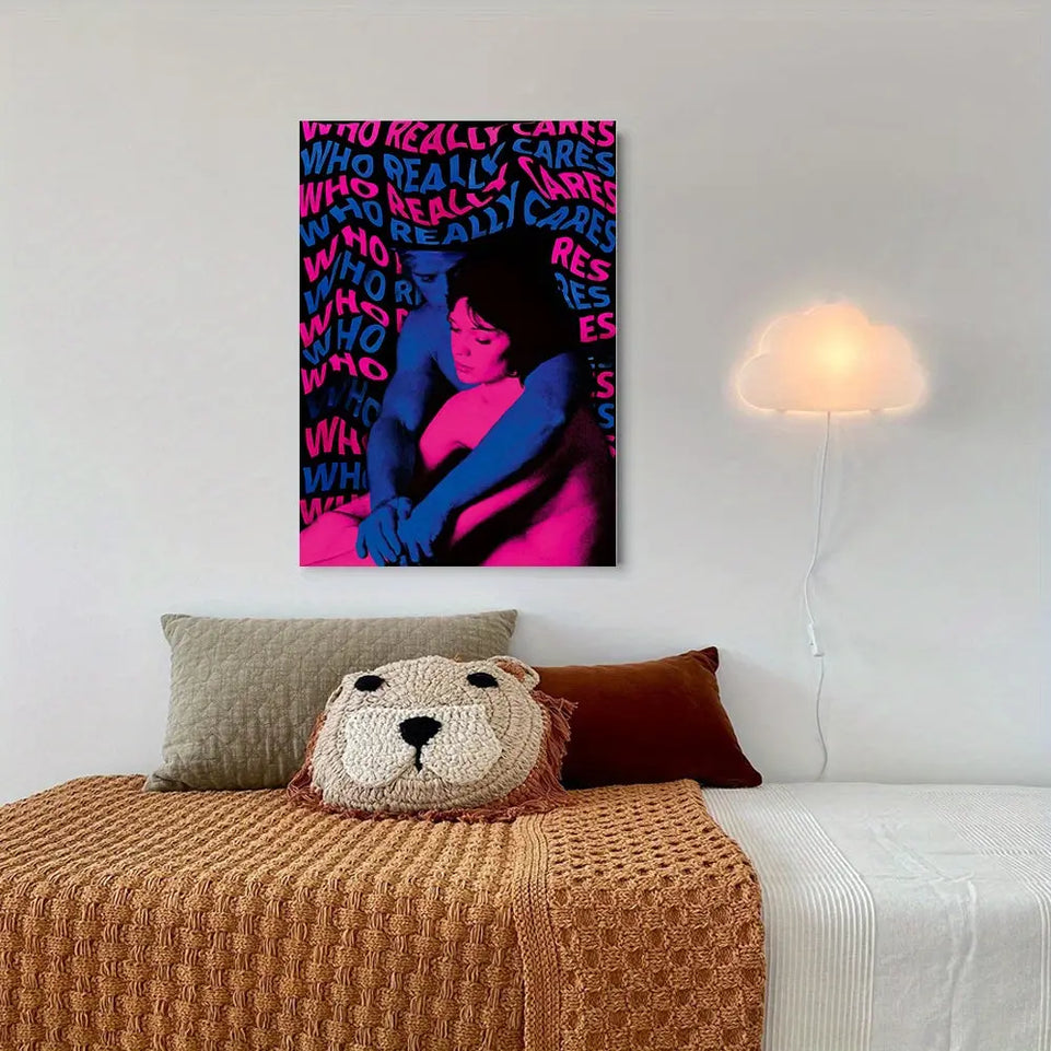 Canvas Music Album Print Poster - 1pc Who Really Cares Wall Art - Artwork Wall Painting For Bathroom Bedroom Office Living Room Wall Decor, Aesthetic Home Decoration, No Frame June Wall Art