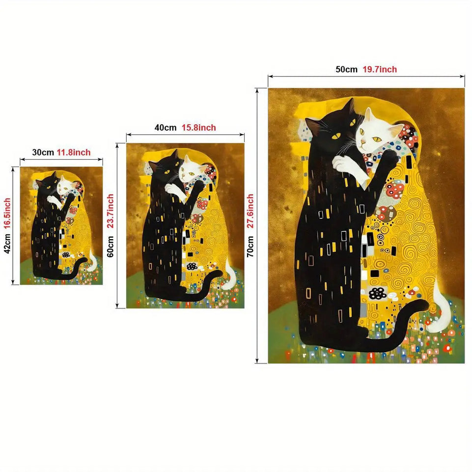 1pc Canvas Poster, Kitty Klimt Poster Art Prints De Dikhotomyart Print Poster Wall Art for Living Room, Wall Decor for Bedroom, Home Decor Room Decor Frameless June Wall Art