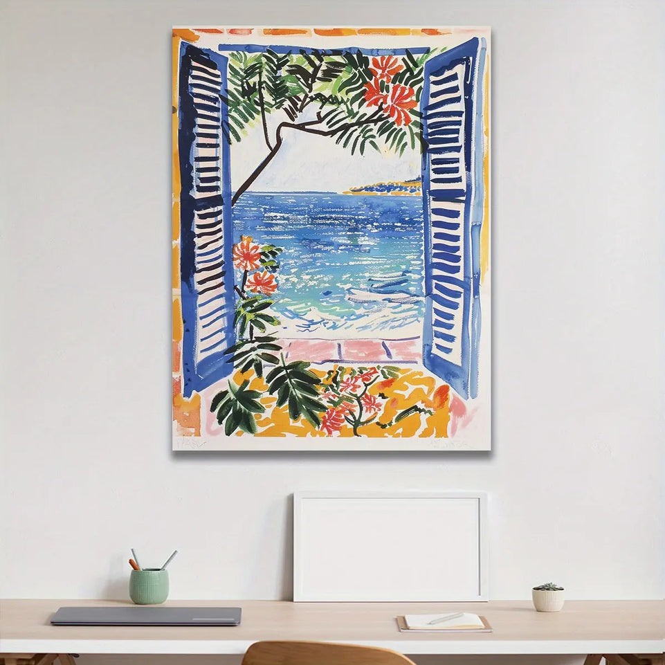 1PC Framed canvas wall decor, Ready to Hang for Home Decor, living room wall art, Window scenery painting decoration, Personalized modern art decoration, colorful wall art, room aesthetic, Home decorations Wall Art print June Wall Art