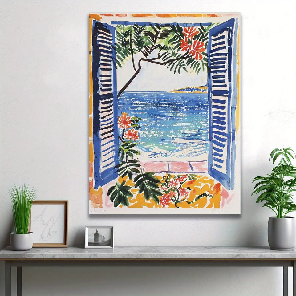 1PC Framed canvas wall decor, Ready to Hang for Home Decor, living room wall art, Window scenery painting decoration, Personalized modern art decoration, colorful wall art, room aesthetic, Home decorations Wall Art print June Wall Art