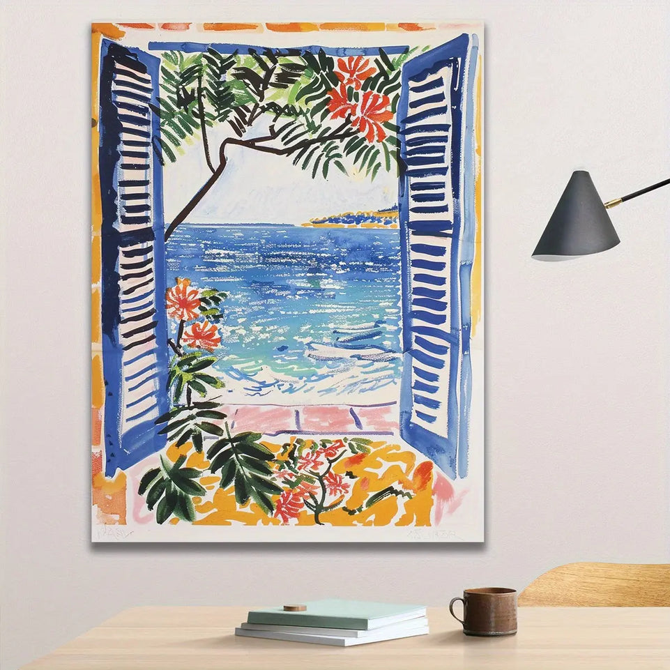 1PC Framed canvas wall decor, Ready to Hang for Home Decor, living room wall art, Window scenery painting decoration, Personalized modern art decoration, colorful wall art, room aesthetic, Home decorations Wall Art print June Wall Art
