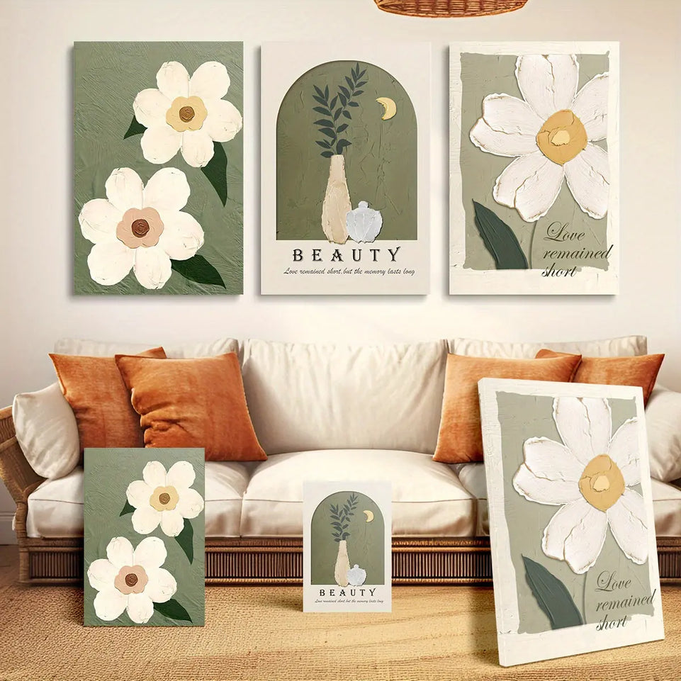 Set of 3 Floral Market Wall Art Canvas Painting Motivational Poster Bohemian Canvas Wall Art Modern Farmhouse Wall Decor Poster Ideal Gift for Bedroom Living Room Office Home Decor Holiday Decoration June Wall Art