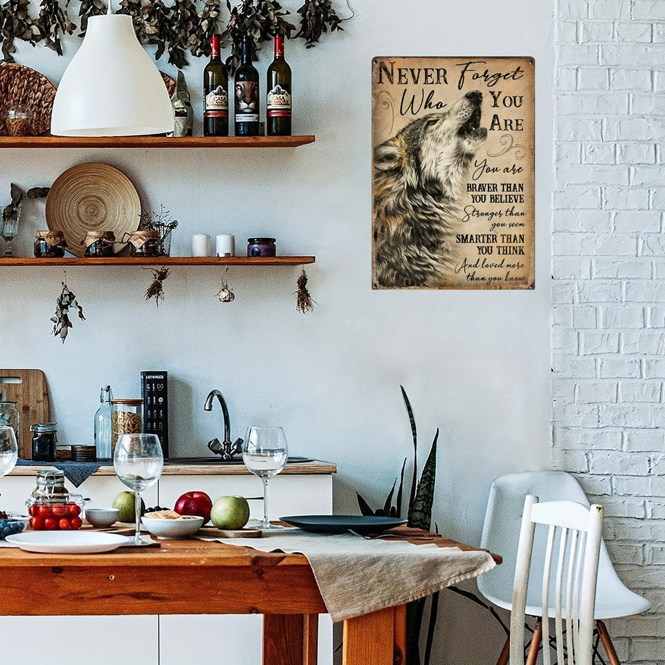 1pc Inspirational Wolf Spirit Tin Sign - "Never Forget Who You Are" - Rustic Metal Wall Decor with Motivational Quote, Perfect for Living Room & Farmhouse, 8"x12, Inspirational Wall Decor https://www.temu.com/search_result.html?search_key=601099526112046