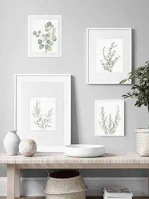 Botanical Boho Bathroom Decor Wall Art Prints, UNFRAMED Sage Green Plants Decor for Bedroom|Office, Minimalist Eucalyptus Leaves Watercolor Art Prints, Set of 4 Pictures, 8"x10" No Frames https://www.amazon.com/dp/B0923P4PCS