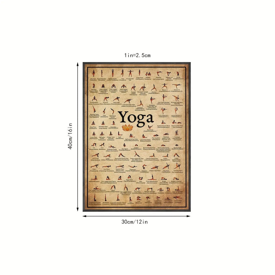Yoga Chart Pose Health Poster - 1pc Home Exercise Gym Ashtanga Wall Art Canvas Painting - Living Room Home Wall Decor June Wall Art