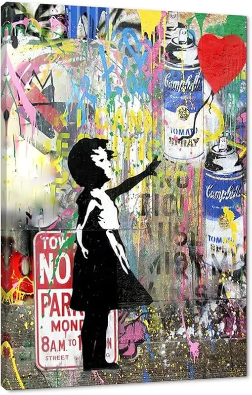Yatsen Bridge Classic Street Art Banksy Graffiti Wall Art Behind The Curtain Posters Canvas Paintings Colorful Graffiti Pictures Prints Framed for Living Room Home Decor(36''W x 24''H) https://www.amazon.com/dp/B07ZVHB9FP