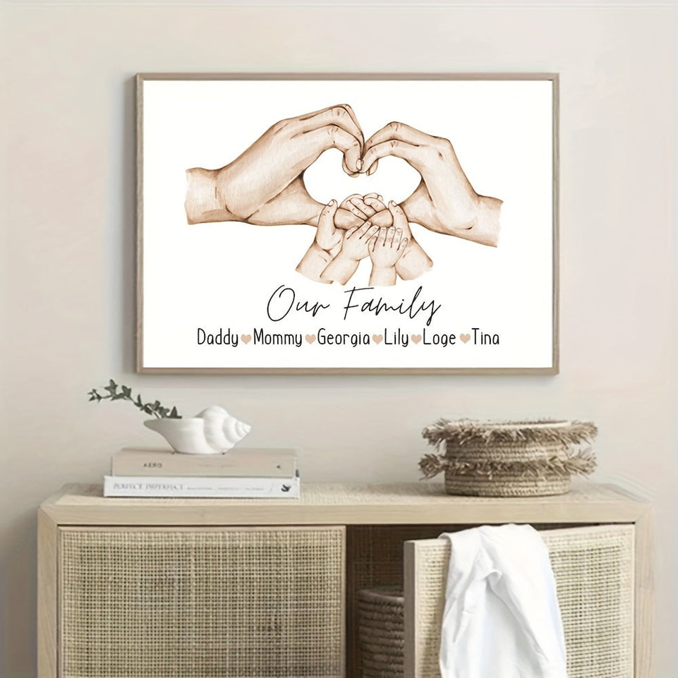 1pc Customized Family Name Poster, Personalized Family Member Hands Wall Art Canvas Poster For Home Decor, Canvas Prints For Living Room Bedroom Kitchen Decor, Perfect Gift And Decoration, Frameless https://www.temu.com/search_result.html?search_key=601099533357613