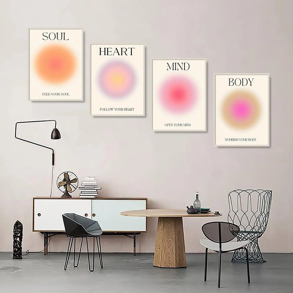 NCYEL 4 colorful abstract halo posters angel number positive energy inspirational language inspirational wall art bedroom girls room pink decoration living room bedroom apartment hotel dormitory 8x10 https://www.amazon.com/dp/B0BVLZQP2S