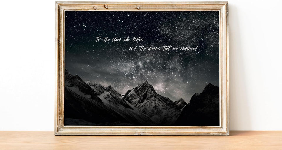 TwoDays Fantasy Books Merchandise Room Decor, To The Stars Who Listen Wall Art Prints For Bookish Gifts, City Of Starlight Poster For Library.(12" X 16", UNFRAMED) https://www.amazon.com/dp/B0CM6F3Z8L