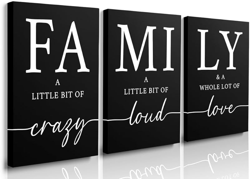 GUBIYU Home Family Wall Decor, Set of 3 Inspirational Canvas Prints Black and White Framed Canvas Art Paintings Wood Wall Decoration for Dining Room Bedroom Living Room 12"x16" https://www.amazon.com/dp/B09X196N64