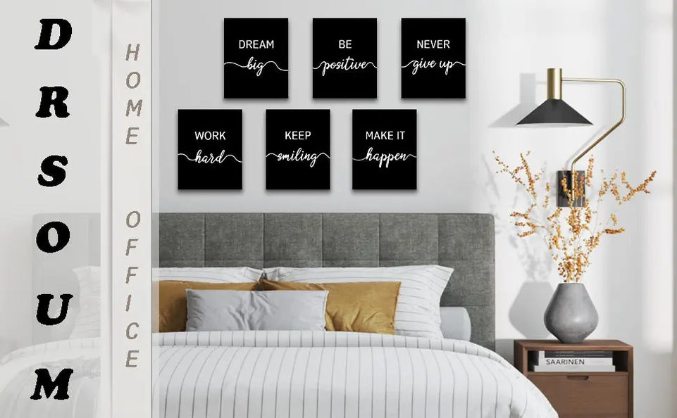 Drsoum Motivational Wall Decor Inspirational Office Wall Art Black Quotes Wall Art for Living Room Encouraging Canvas Posters for Office Bedroom Sayings for Wall Decor - 8” x10” x6 PCS (Framed) https://www.amazon.com/dp/B0C6LPVLRF