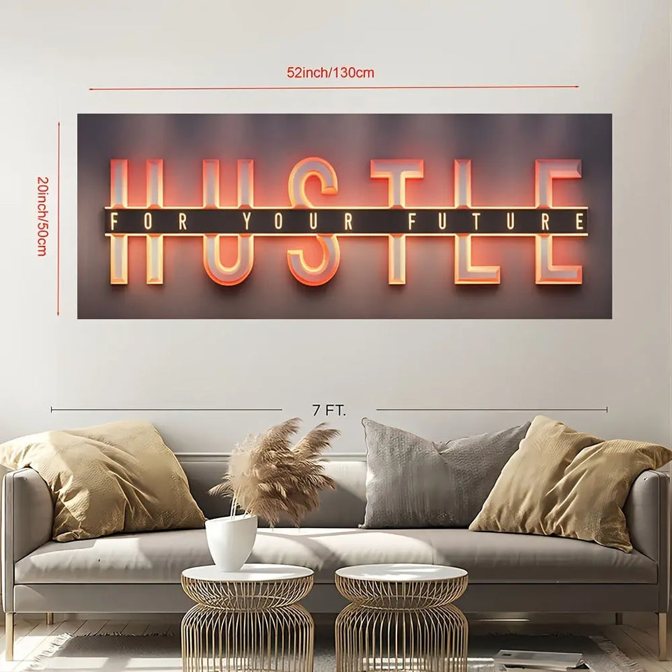 1pc Unframed Hustle For Your Future Painting, Creative Canvas Poster, Canvas Wall Art, Artwork Wall Painting For Gift, Bedroom, Office, Living Room, Cafe, Bar, Wall Decor, Home And Dormitory Decor June Wall Art