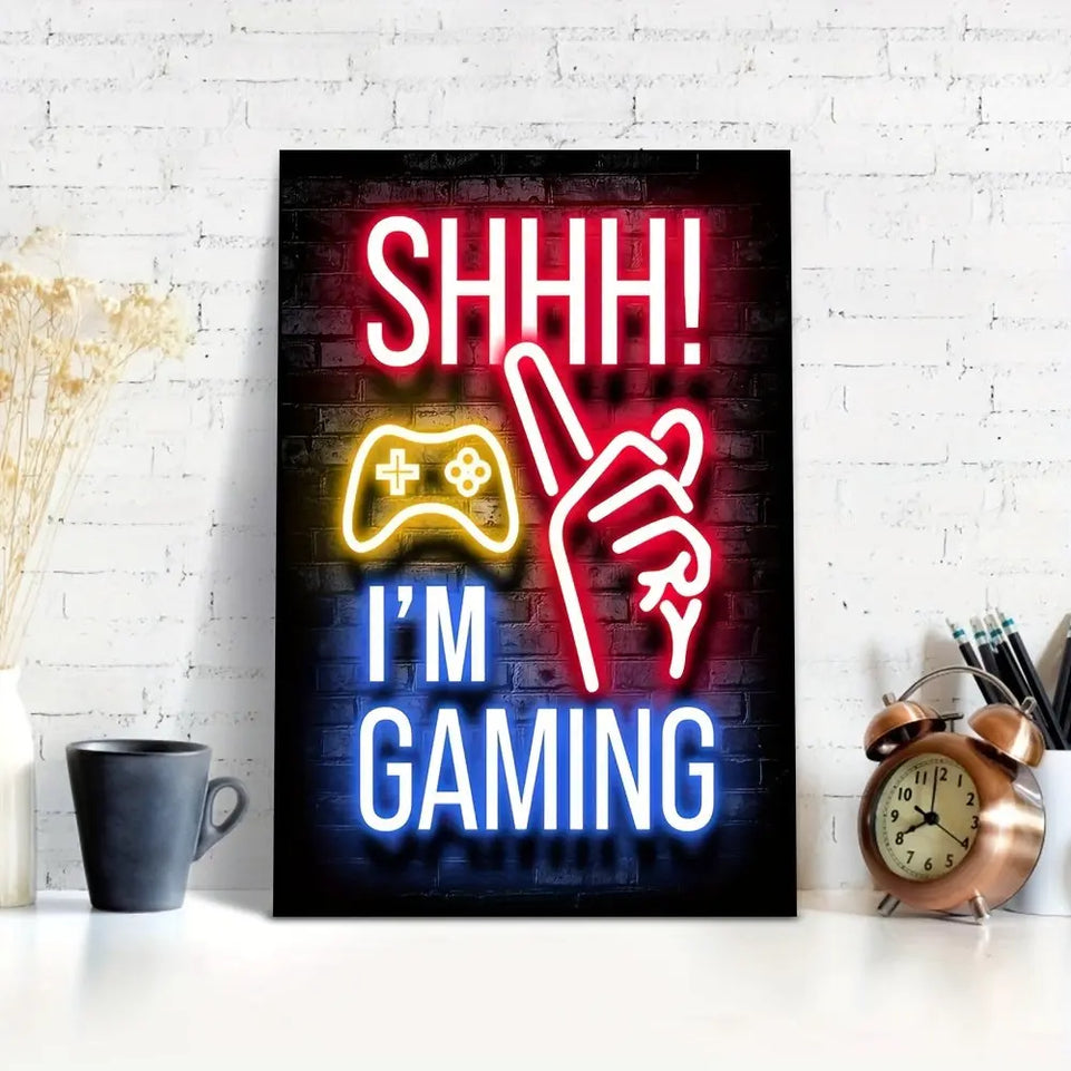 1pc Neon Game Poster - Vibrant Canvas Painting for Electronic Sports Room, Game Hall, and Boys' Bedroom - Perfect Wall Decor for Gamers June Wall Art