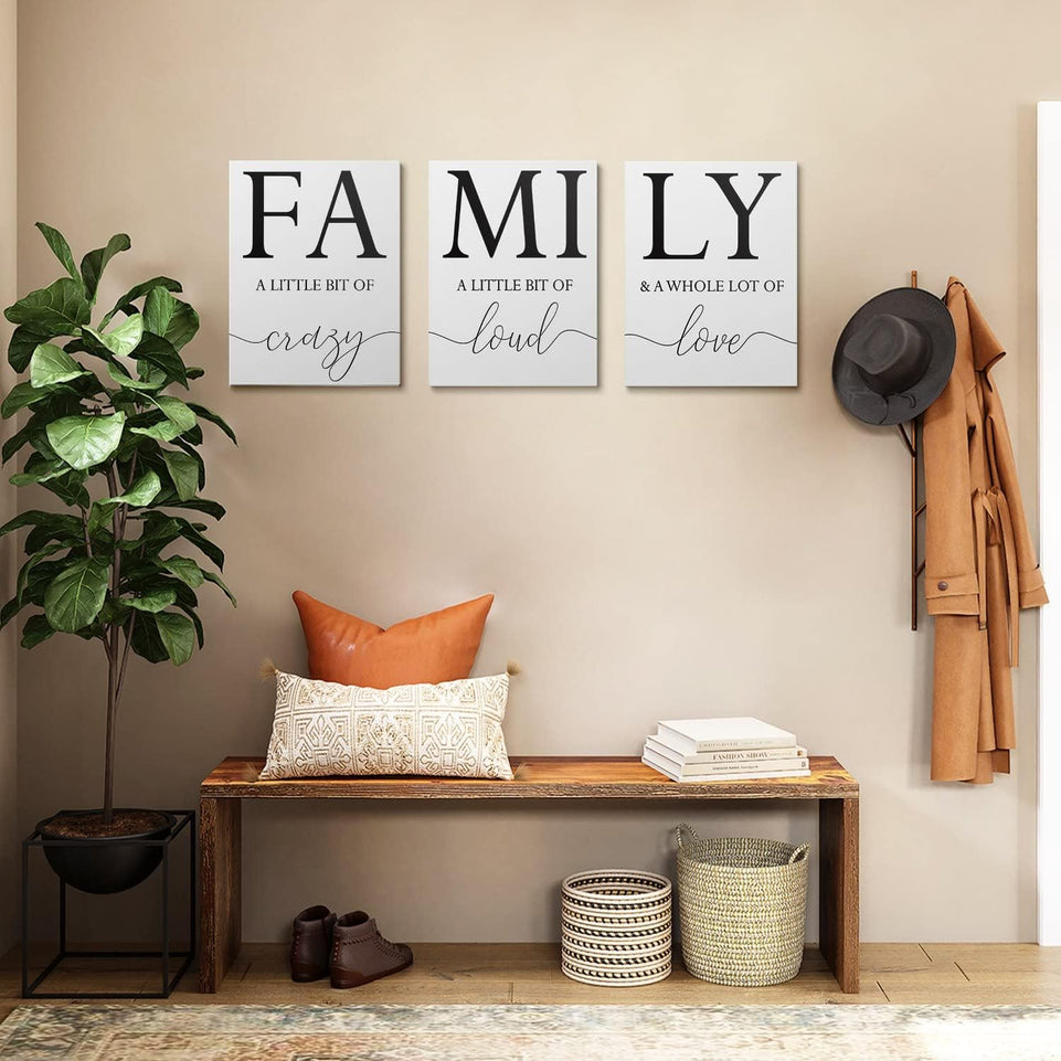 GUBIYU Home Family Wall Decor, Set of 3 Inspirational Canvas Prints Black and White Framed Canvas Art Paintings Wood Wall Decoration for Dining Room Bedroom Living Room 12"x16" https://www.amazon.com/dp/B09X196N64