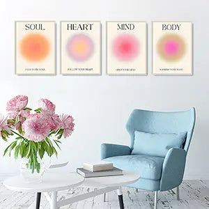 NCYEL 4 colorful abstract halo posters angel number positive energy inspirational language inspirational wall art bedroom girls room pink decoration living room bedroom apartment hotel dormitory 8x10 https://www.amazon.com/dp/B0BVLZQP2S