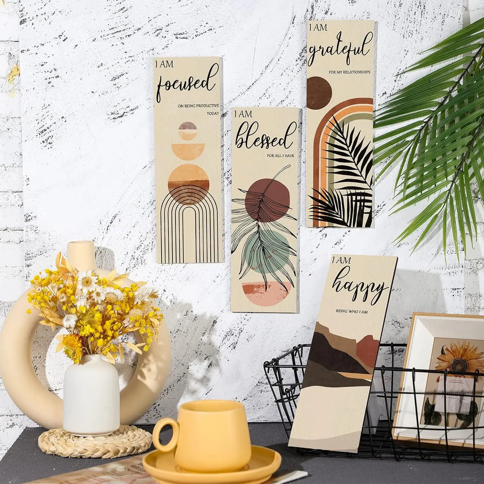Boho Wall Art Prints 11 x 4 x 1 Inch, Set of 4, Mid Century Positive Affirmations Wall Decor Inspirational Boho Prints Wall Art Minimalist Home Decor Prints for Kitchen, Bedroom, Living Room, No Frame https://www.amazon.com/dp/B09MQL9323