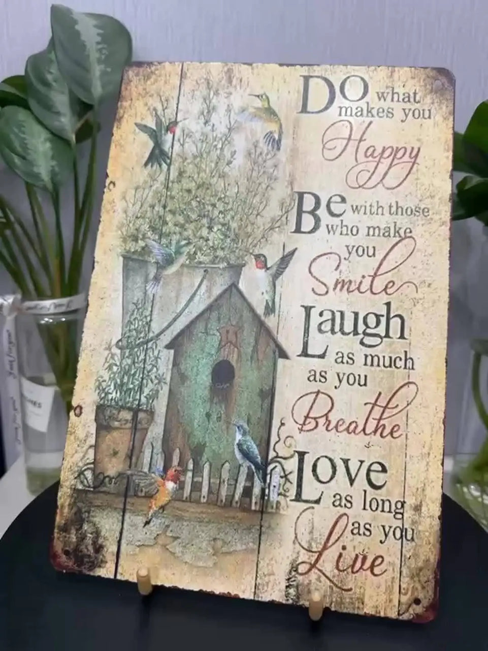 1pc, Gather Here With Grateful Hearts Vintage Metal Tin Sign (8 "x12"/20 Cm *30 Cm)Metal Tin Sign Vintage, Metal Tin Sign For Room, Signs Funny Vintage Outside, Aluminum Signs For Outdoors, Signs For Home Decor, Bar Home Deco June Wall Art