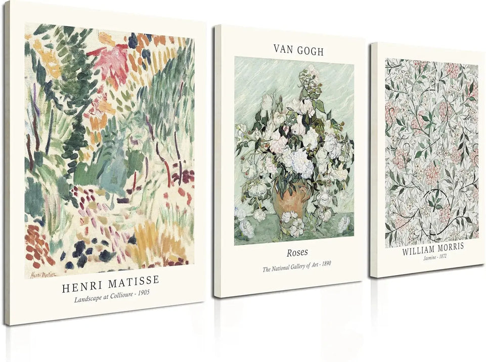 Induslyfe Framed Sage Green Vintage Wall Art Canvas Decor Set of 3, Matisse Wall Art Prints Posters Mid Century Modern Art, Aesthetic Floral Botanical wall art for bedroom, living room, bathroom 12x16 https://www.amazon.com/dp/B0CKY1V241