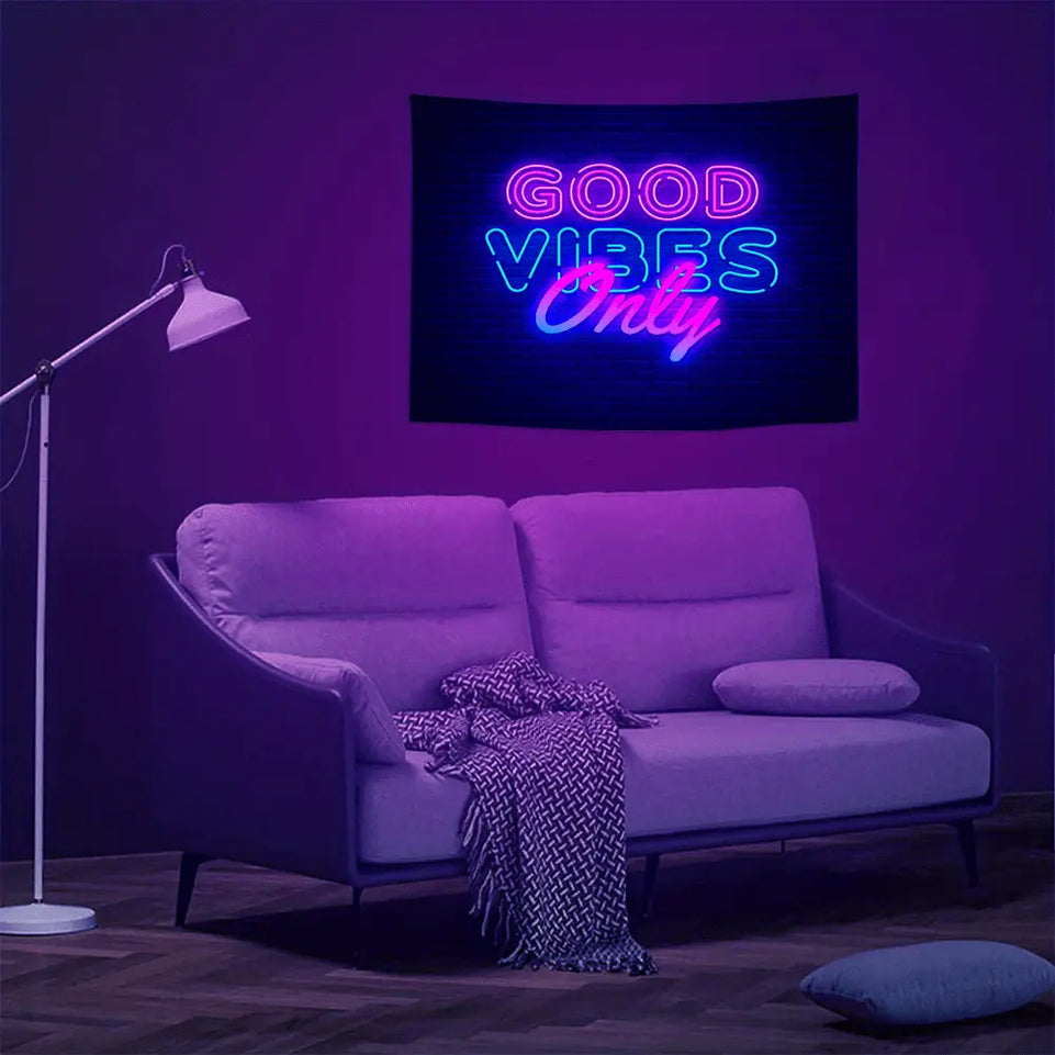 UV Blacklight Colorful Fluorescent 1pc Tapestry - Living Room, Bedroom, Dorm Room Wall Hanging With Free Accessories June Wall Art