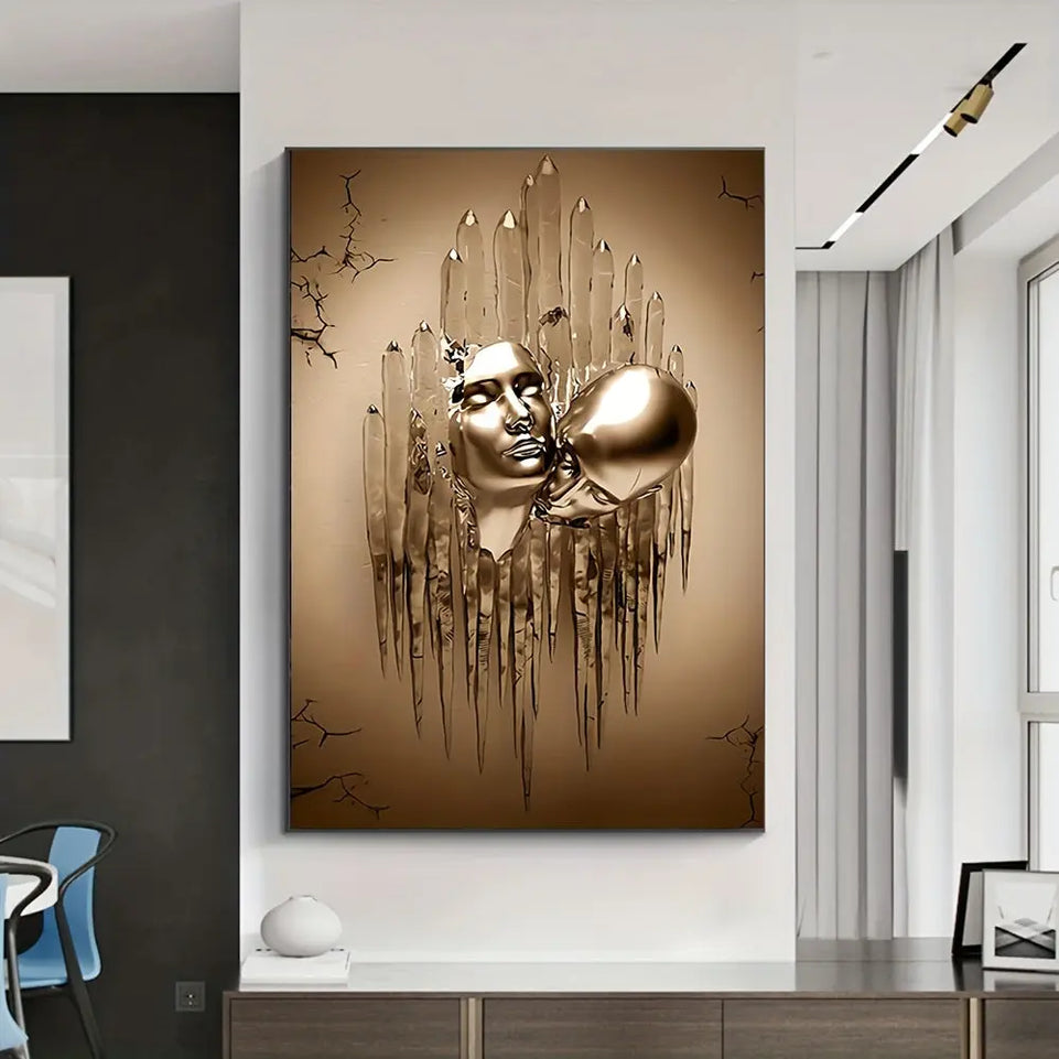 Love Couples Kissing Hug Abstract Canvas Painting - 1pc Wall Art for Bathroom Bedroom Office Living Room Home Decor - No Frame June Wall Art