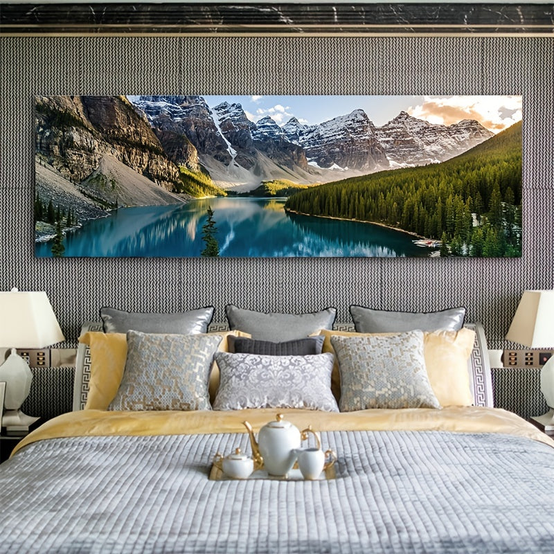 1pc Canvas Painting, Lake Forest Mountain Scenery Painting, Wall Art Decor, For Living Room, Bedroom, No Frame, 19.68*59.05inch https://www.temu.com/search_result.html?search_key=601099513947539