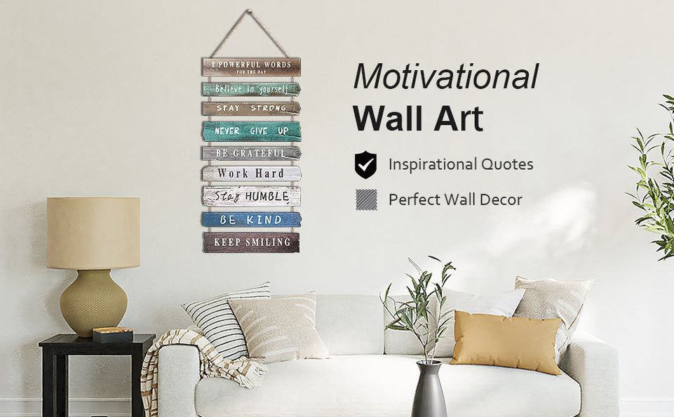 Inspirational Wall Art Decor for Office, Wooden Rustic Hanging Motivational Wall Art Decoration Sign, Inspiring Positive Quotes Wall Art for Home Living Room Bedroom Bathroom Classroom Gym 12"x24" https://www.amazon.com/dp/B09M7DPBZW