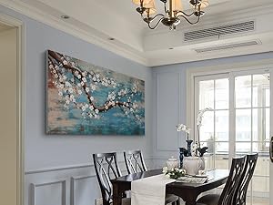 3 Piece Wall Art Hand-Painted Framed Flower Oil Painting On Canvas Gallery Wrapped Modern Floral Artwork for Living Room Bedroom Décor Teal Blue Lake Ready to Hang 12"x16"x3 Panel https://www.amazon.com/dp/B07RPLB9CH