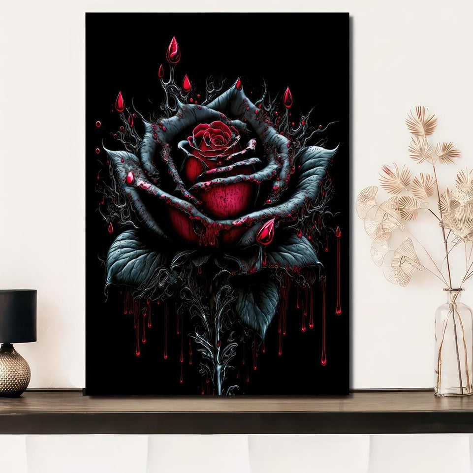 1pc Vintage Art Canvas Painting, Blood Rose Flower Painting On Canvas Wall Art, Artwork Wall Painting For Bathroom Bedroom Office Living Room Home Wall Decor, No Frame https://www.temu.com/search_result.html?search_key=601099518695522