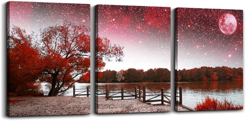 Wall Art For Living Room black and white Blue tree moon Canvas Wall Decor for Home artwork Painting 12" x 16" 3 Pieces Canvas Print For bedroom Decor Modern Salon kitchen office Hang a picture https://www.amazon.com/dp/B07DW1DLWF
