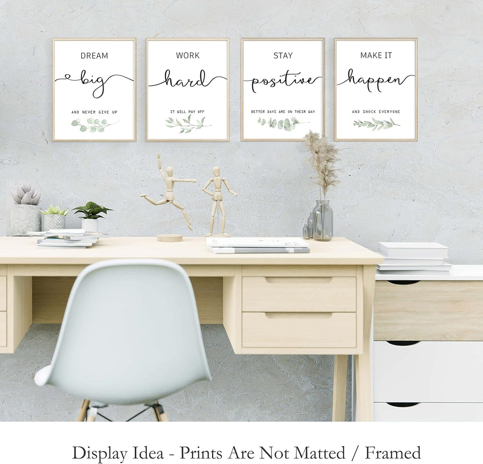 Inspirational Wall Art Office Decor, Motivational UNFRAMED Wall Art Prints for Bedroom,Living Room,Office,Classroom, Set of 4, 8"x10" https://www.amazon.com/dp/B09VDTP7TT